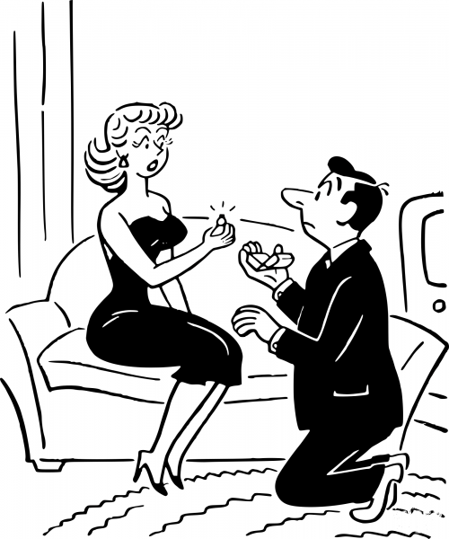 Retro Marriage Proposal coloring page image