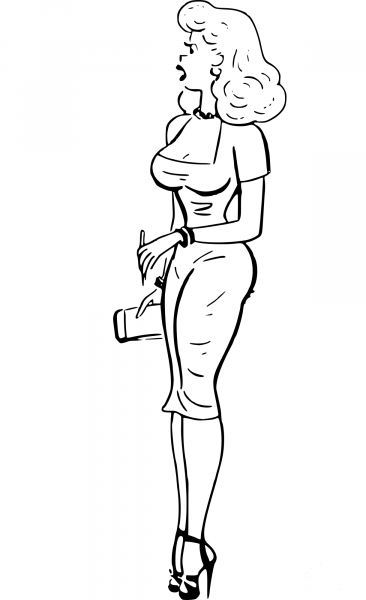 Retro Saleswoman coloring page image