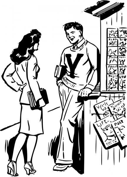 Retro Students coloring page image
