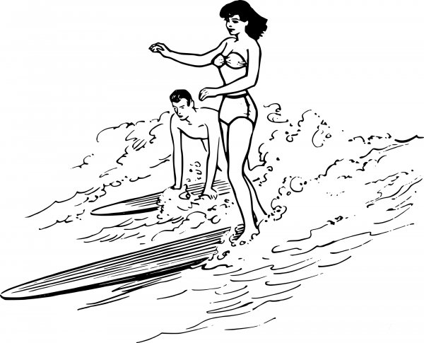 Retro Surfers coloring page image