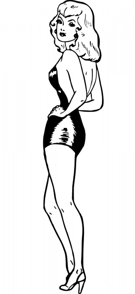 Retro Swimsuit Blonde coloring page image