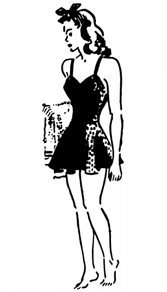 Retro Swimsuit Lady coloring page image