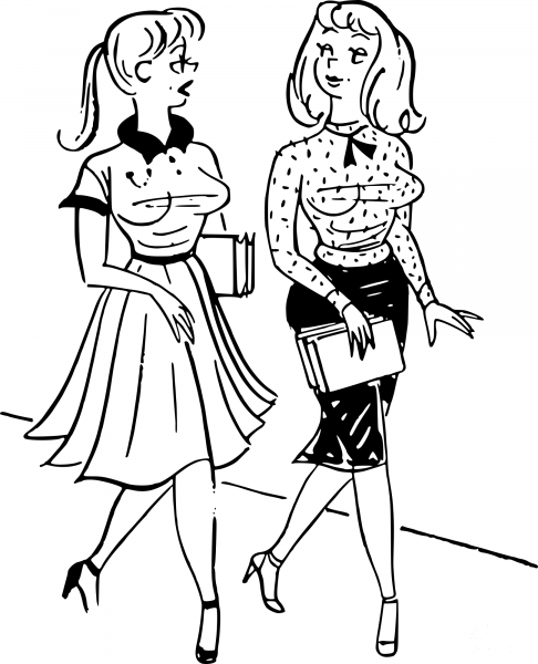 Retro Talking Women coloring page image