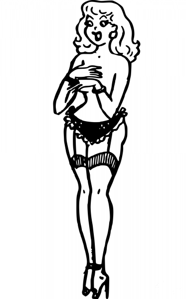 Retro Woman in Underwear coloring page image