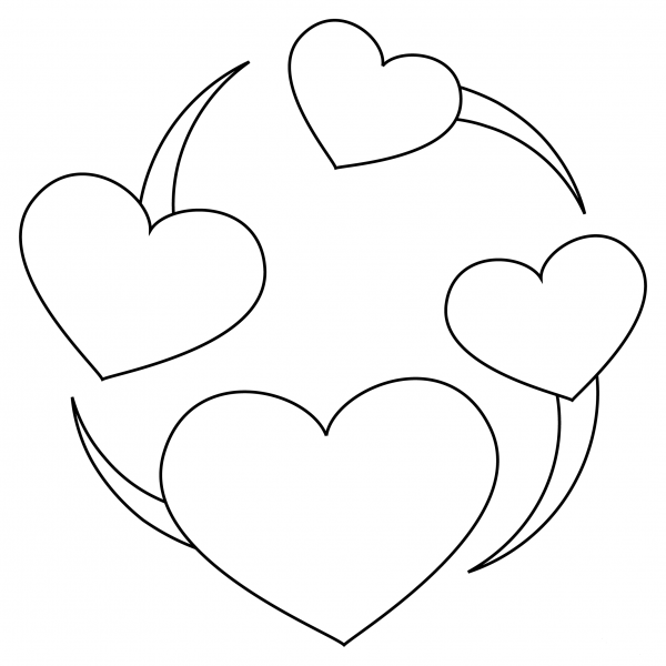Revolving Hearts coloring page image