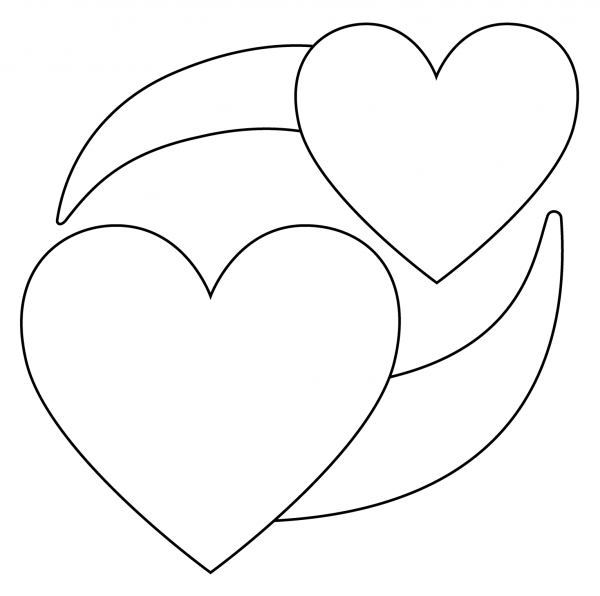 Revolving Hearts Emoji coloring page image