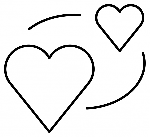Revolving Hearts Emoji coloring page image