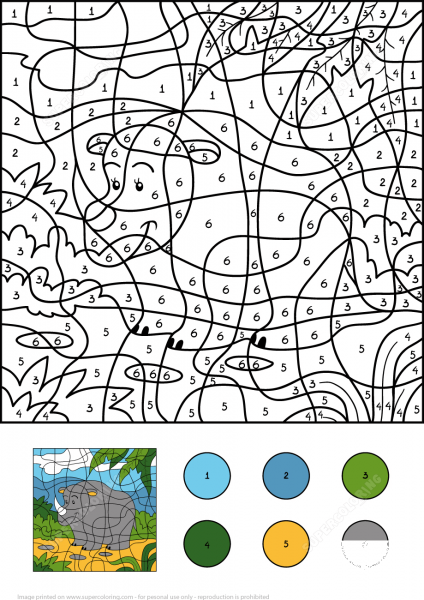 Rhino Color by Number image