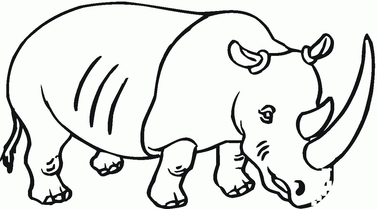 Rhino with Big Horn coloring page - ColouringPages