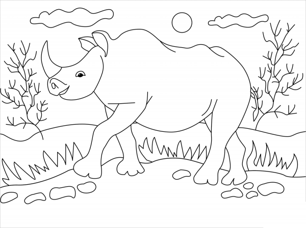 Rhinoceros coloring page image
