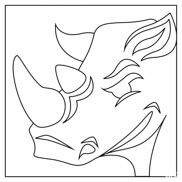 Rhinoceros Head coloring page image