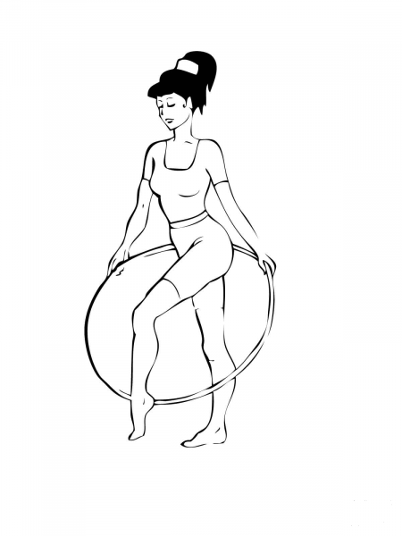 Rhythmic Gymnast Perfoming with a Hoop coloring page image