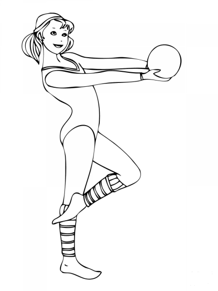 Rhythmic Gymnastics Exercises with Ball coloring page image