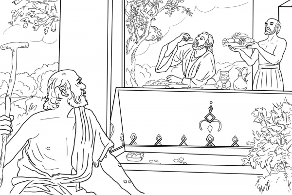 Rich Man and Lazarus coloring page image