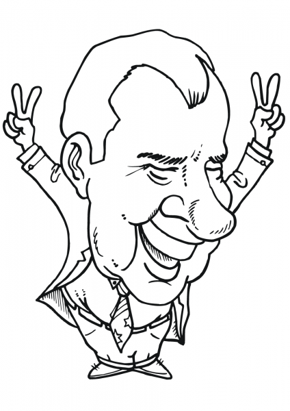 Richard Nixon Caricature coloring page image