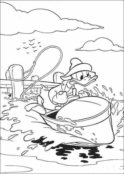 Riding A Boat  coloring page image