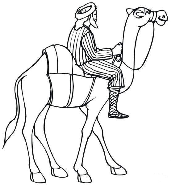 Riding a Camel coloring page image