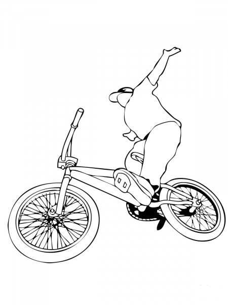 Riding BMX Bike coloring page image