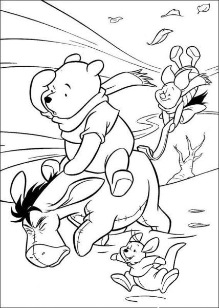 Riding Eeyore  coloring page image