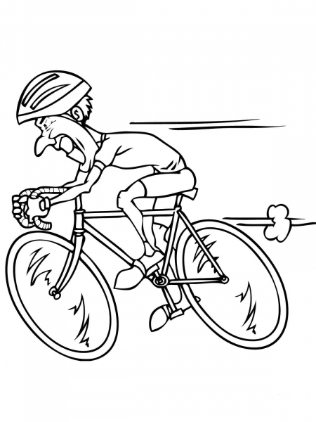 Riding Racing Bicycle coloring page image