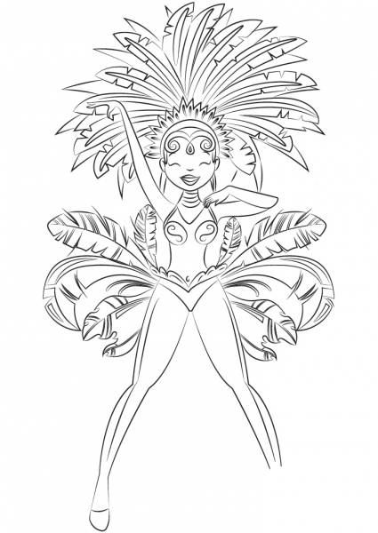 Rio Carnival Samba Dancer coloring page image