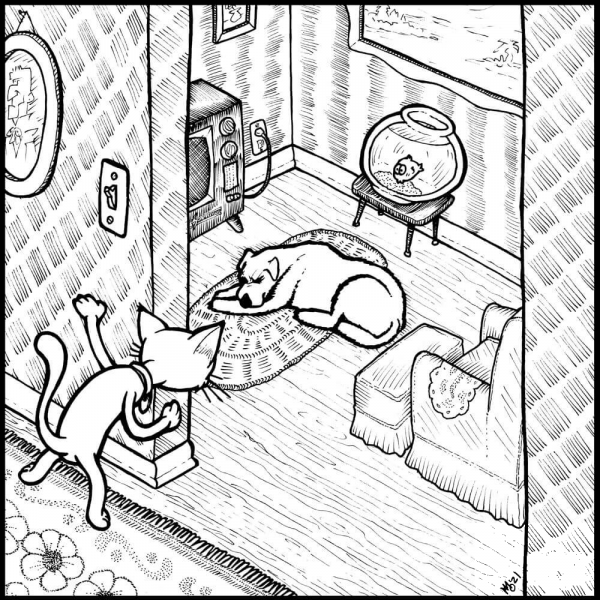 Risking Cat coloring page image