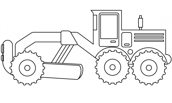 Road Grader coloring page image