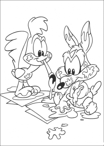 Road Runner And Wile E Coyote  coloring page image
