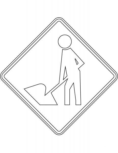 “Road Works” Sign in New Zealand coloring page image