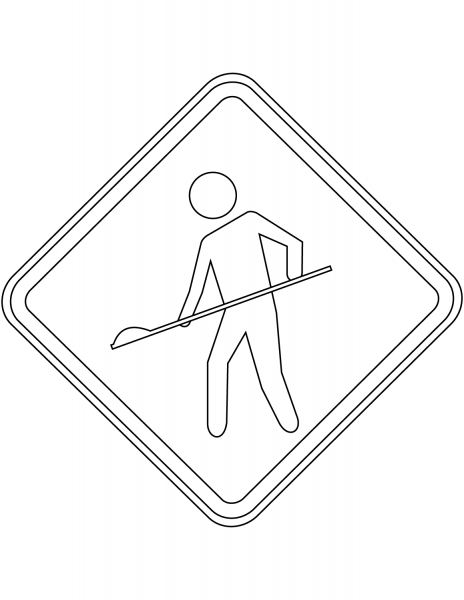 “Roadwork” Sign in Brazil coloring page image