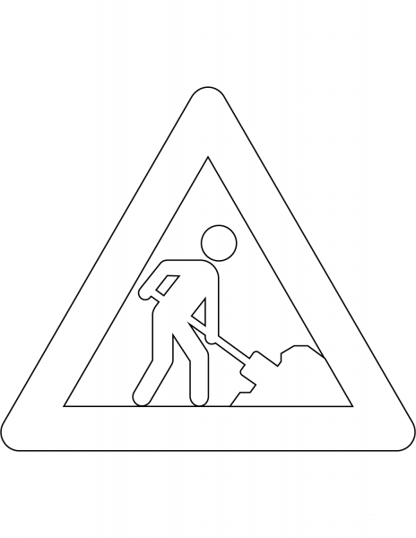 “Roadworks Ahead” Sign in Denmark coloring page image