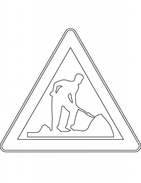 “Roadworks Ahead” Sign in Finland coloring page image