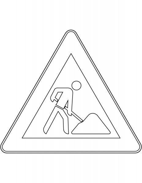 “Roadworks Ahead” Sign in Germany coloring page image