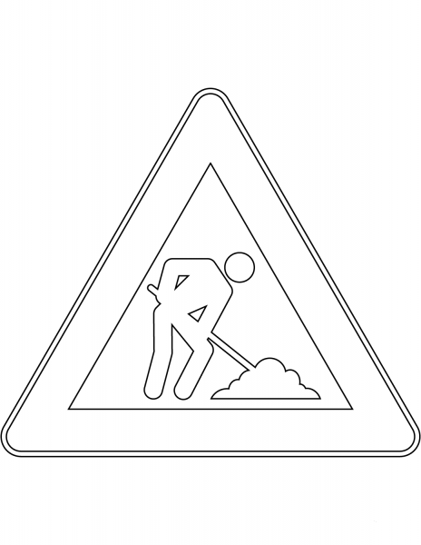 “Roadworks Ahead” Sign in Italy coloring page image