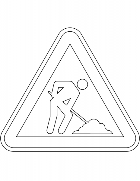 “Roadworks Ahead” Sign in Portugal coloring page image