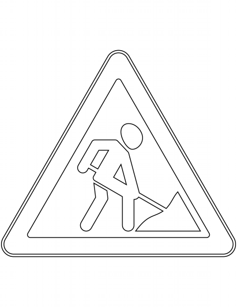 “Roadworks Ahead” Sign in Russia coloring page image