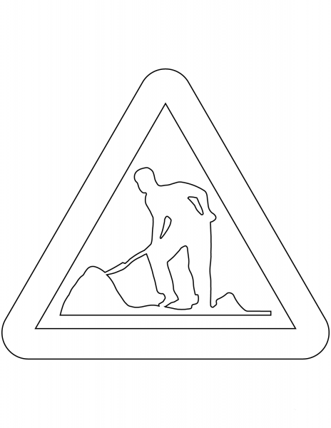 “Roadworks Ahead” Sign in Sweden coloring page image