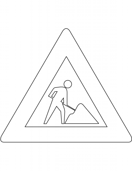 “Roadworks Ahead” Sign in the Netherlands coloring page image