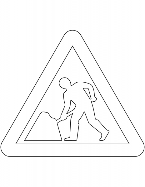 “Roadworks Ahead” Sign in the United Kingdom coloring page image