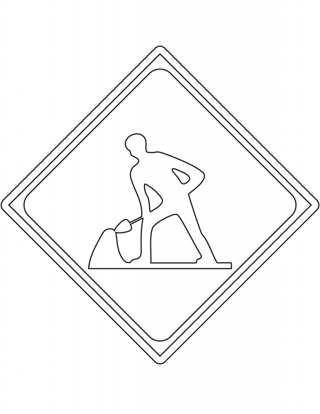 “Roadworks” Sign in Japan coloring page image