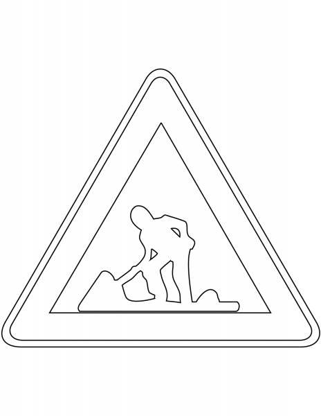 “Roadworks” Sign in South Korea coloring page image