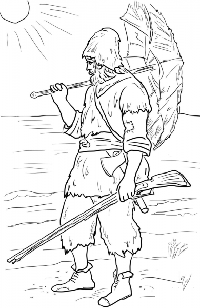 Robinson Crusoe coloring page image