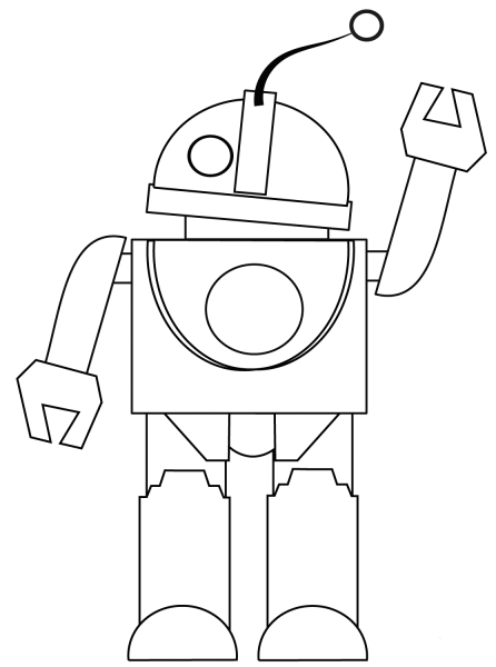Robot Says Hi! coloring page image
