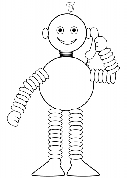 Robot Speaks on the Phone coloring page image