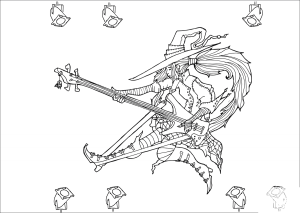 Rock Star Witch coloring page image