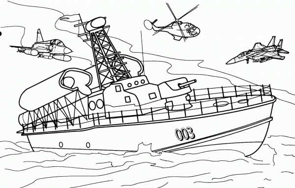 Rocket Boat  coloring page image