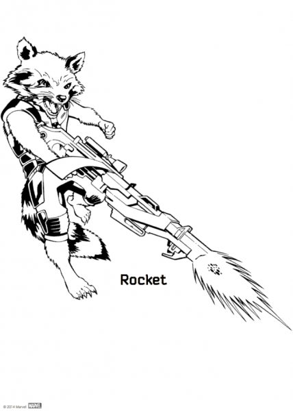 Rocket from Guardians of the Galaxy coloring page image