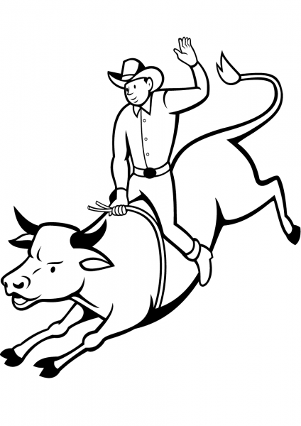 Rodeo Bull Rider  coloring page image