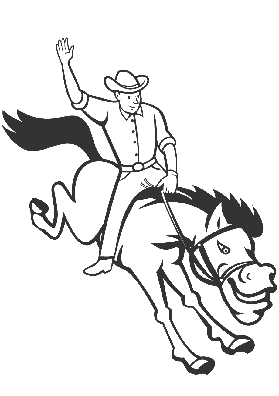 Rodeo Cowboy Riding Bucking Bronco Coloring Page Colouringpages