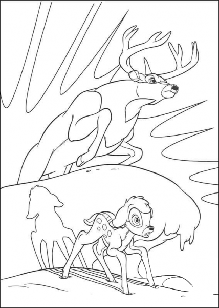 Roe And Bambi  coloring page image